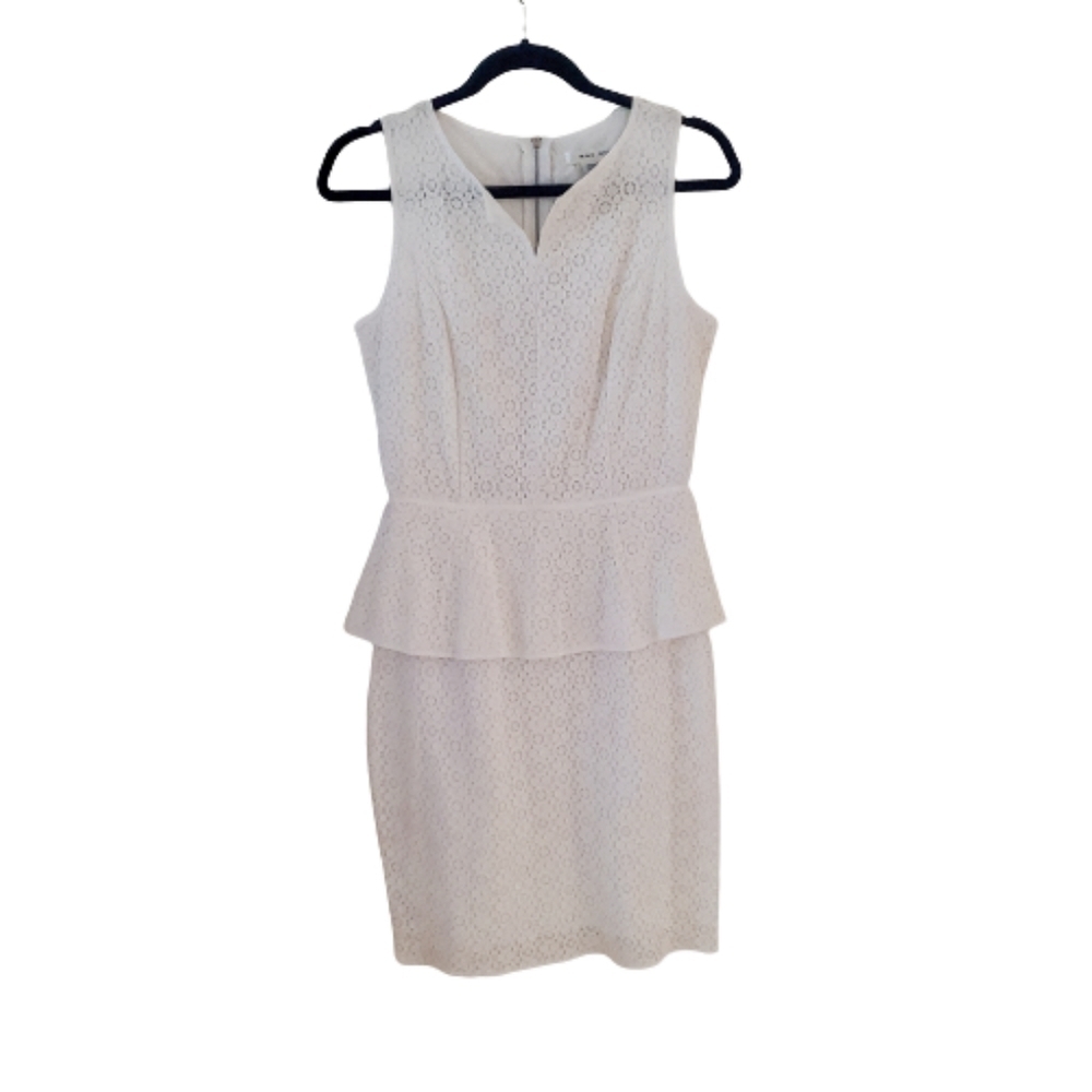 Max Studio White Eyelet Peplum Dress